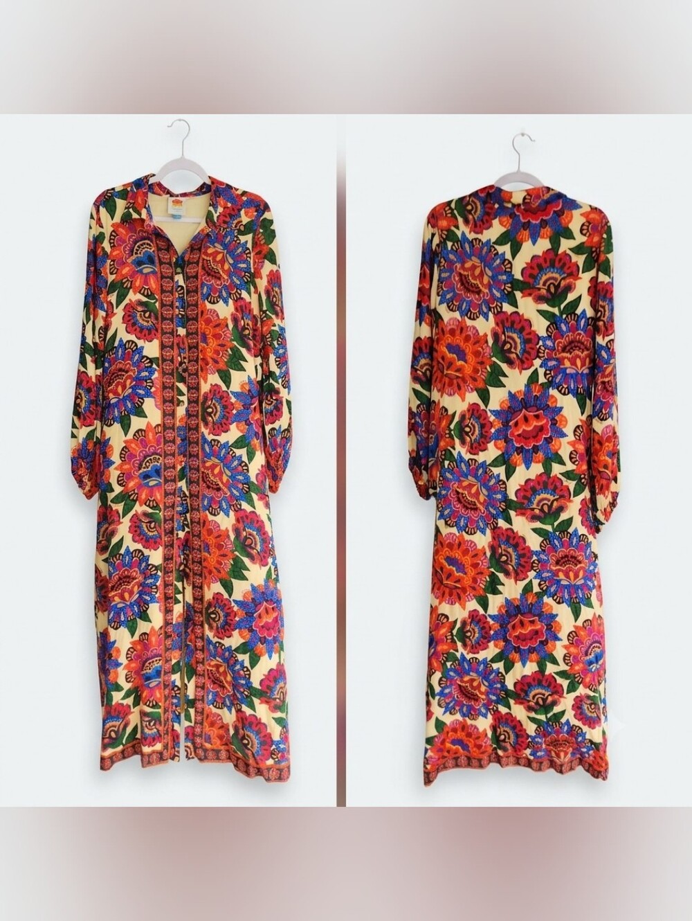 Farm Rio Long-Sleeve Button-Front Midi Dress - Picture 2 of 3